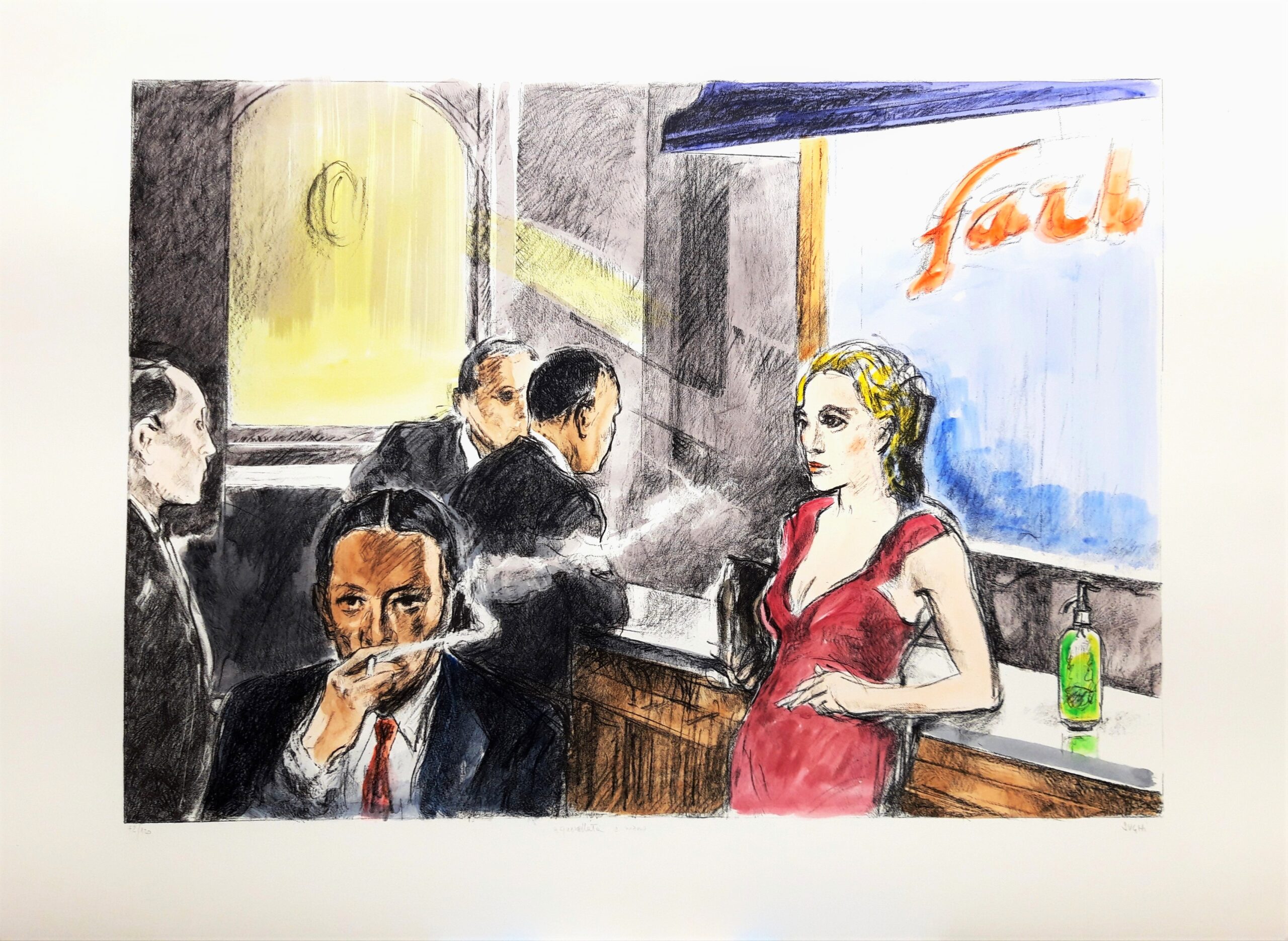 ALBERTO SUGHI - "Interno di caffè"